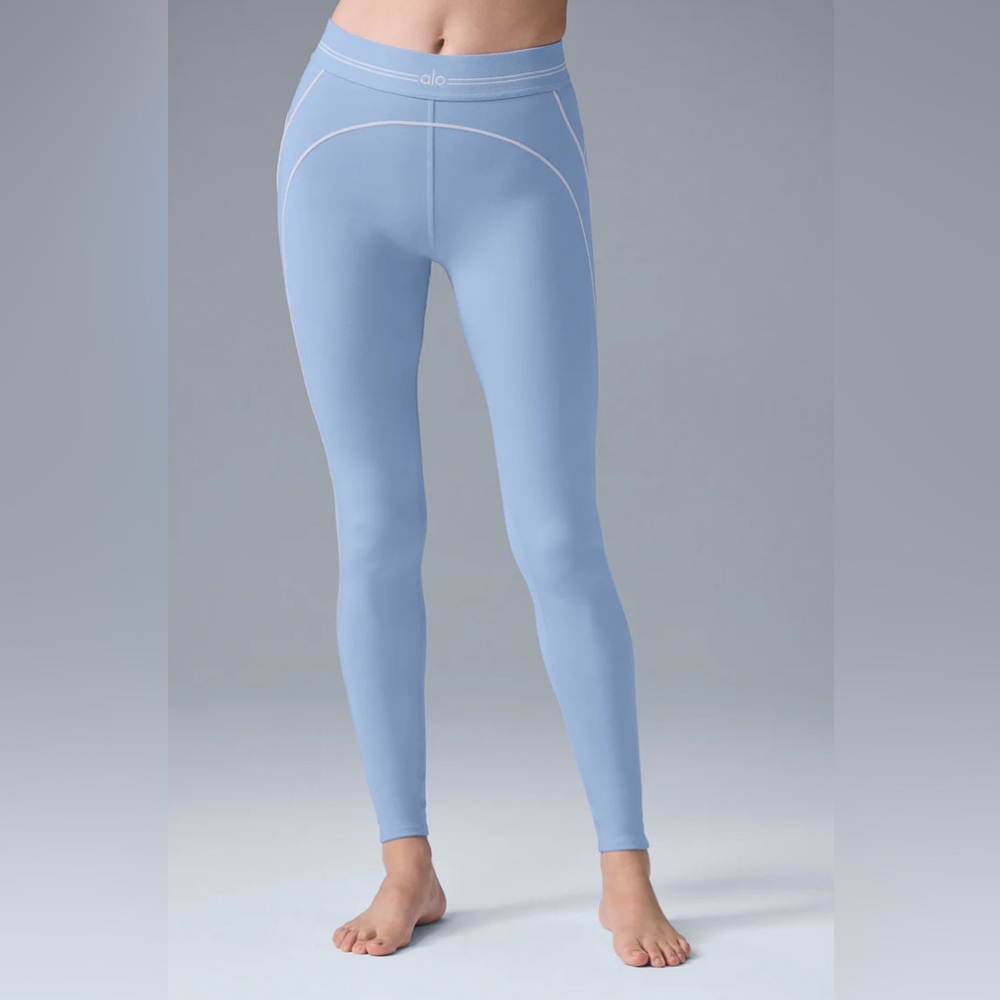 Alo Yoga Airbrush High-Waist Heart Throb Legging - Seashell Blue/White 🩵🤍